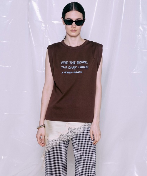 MAISON SPECIAL(メゾンスペシャル)の「Tuck Print Top/タックプリントトップ(Tシャツ/カットソー・レディース・ブラウン/チャコールグレー/アイボリー・FREE)」の1枚目の写真