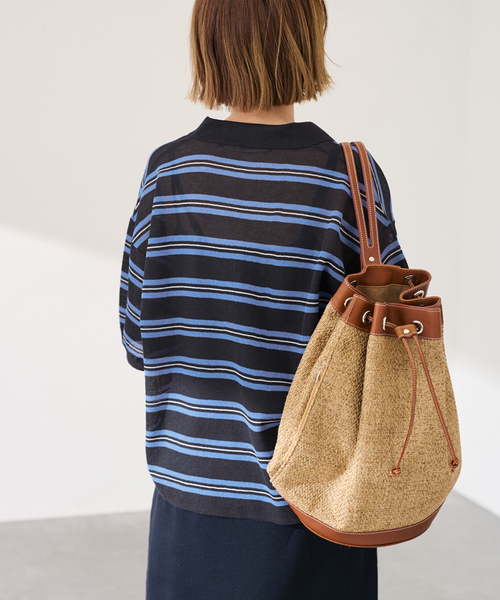 FRAMeWORK（フレームワーク）の「シアーボーダーポロシャツニット（ニット/セーター・レディース・ネイビー/ブラウン・FREE）」の18枚目の写真