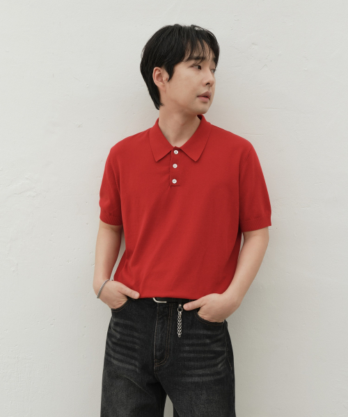 MINAV（ミナブ）の「テンセルカラー ニット [6COLOR]（Tシャツ/カットソー・メンズ・ブラック/アイボリー/レッド/ブラウン/グレー/ネイビー・MEDIUM/LARGE/X-LARGE）」の7枚目の写真