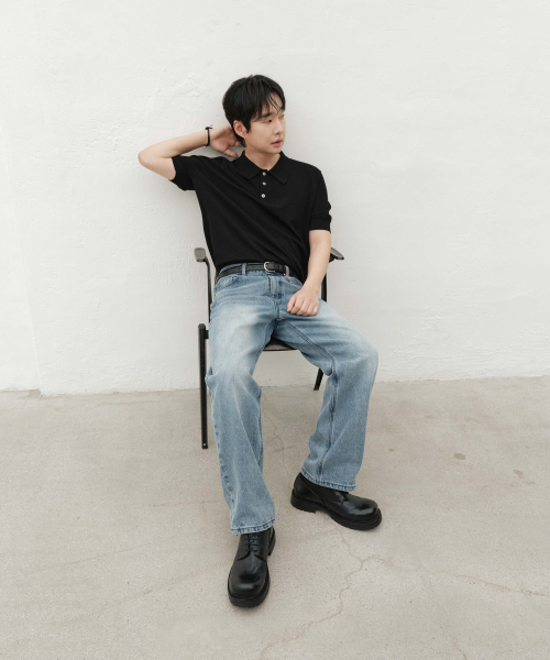 MINAV（ミナブ）の「テンセルカラー ニット [6COLOR]（Tシャツ/カットソー・メンズ・ブラック/アイボリー/レッド/ブラウン/グレー/ネイビー・MEDIUM/LARGE/X-LARGE）」の8枚目の写真