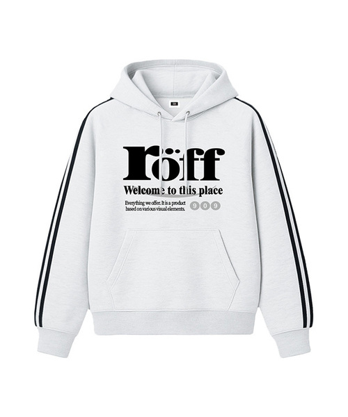 RANDOMOFF(ランダムオフ)の「ROEFF TYPE PLAY TRACK オーバーサイズ フードパーカー (3色)(パーカー・レディース・ライトグレー/ブラック/ネイビー・SMALL/MEDIUM/LARGE)」の2枚目の写真
