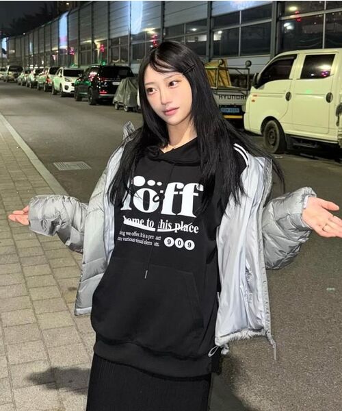 RANDOMOFF(ランダムオフ)の「ROEFF TYPE PLAY TRACK オーバーサイズ フードパーカー (3色)(パーカー・レディース・ライトグレー/ブラック/ネイビー・SMALL/MEDIUM/LARGE)」の7枚目の写真