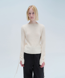 SLIT LACE UP KNIT (ivory)