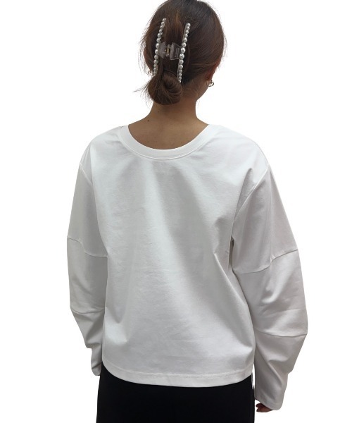 COOK JEANS(クックジーンズ)の「2WAYテープTシャツ(Tシャツ/カットソー・レディース・ホワイト/バーガンディー/ブラック・FREE)」の5枚目の写真