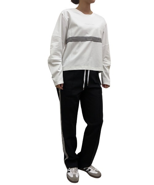 COOK JEANS(クックジーンズ)の「2WAYテープTシャツ(Tシャツ/カットソー・レディース・ホワイト/バーガンディー/ブラック・FREE)」の6枚目の写真