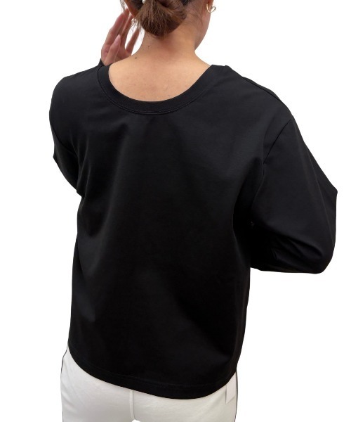 COOK JEANS(クックジーンズ)の「2WAYテープTシャツ(Tシャツ/カットソー・レディース・ホワイト/バーガンディー/ブラック・FREE)」の9枚目の写真