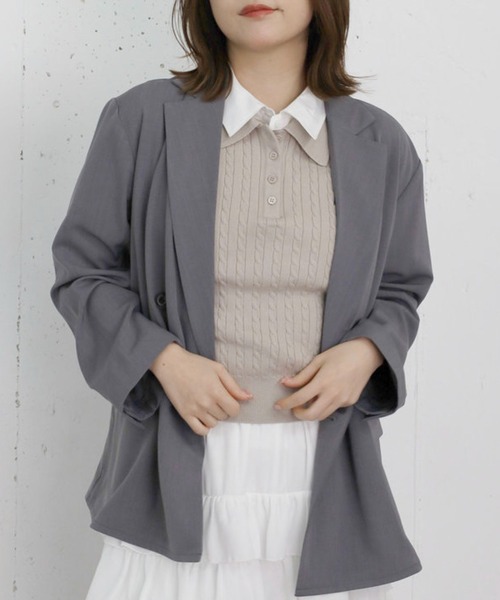 archives（アルシーヴ）の「ウォッシャブル麻調テーラードＪＫ（テーラードジャケット・レディース・グレー/ベージュ/ネイビー・SMALL/MEDIUM）」の10枚目の写真