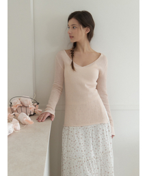 RE_L（リエル）の「Slony v slit knit (powder pink)（ニット/セーター）」