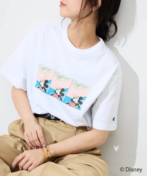Champion(チャンピオン)の「《追加》Champion/チャンピオン SLOBE別注 /Mickey/Donald/ Tシャツ(Tシャツ/カットソー・レディース・ブラック/スカイブルー/ライトグレー/ホワイト/キャメル・FREE)」の3枚目の写真