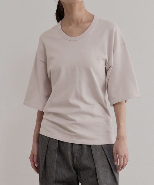 EMOELLE(エモエレ)の「【EMOELLE】シルクリネン混ニットTee(Tシャツ/カットソー・レディース・ブラック/ホワイト系その他5/ピンク系その他2・FREE)」の3枚目の写真