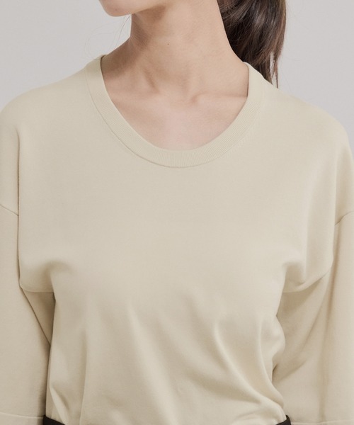 EMOELLE(エモエレ)の「【EMOELLE】シルクリネン混ニットTee(Tシャツ/カットソー・レディース・ブラック/ホワイト系その他5/ピンク系その他2・FREE)」の4枚目の写真
