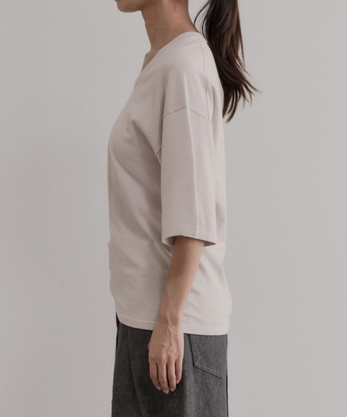 EMOELLE(エモエレ)の「【EMOELLE】シルクリネン混ニットTee(Tシャツ/カットソー・レディース・ブラック/ホワイト系その他5/ピンク系その他2・FREE)」の5枚目の写真