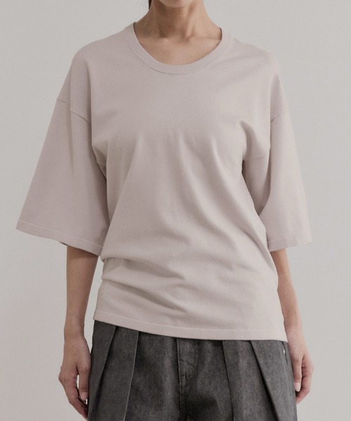 EMOELLE(エモエレ)の「【EMOELLE】シルクリネン混ニットTee(Tシャツ/カットソー・レディース・ブラック/ホワイト系その他5/ピンク系その他2・FREE)」の4枚目の写真