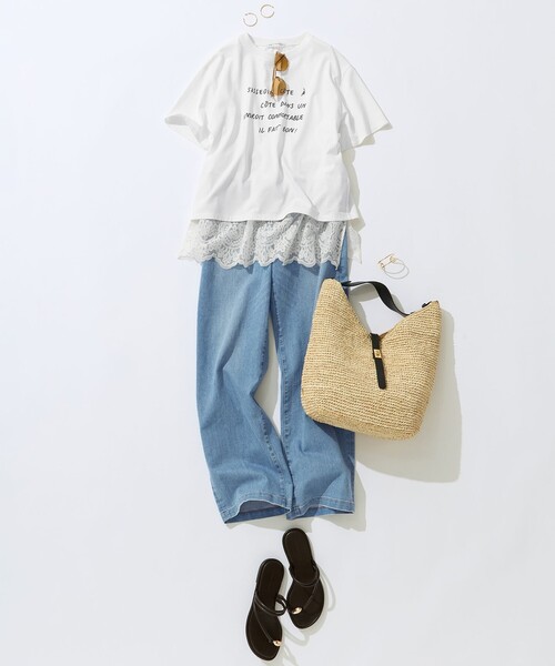 23区(ニジュウサンク)の「リラクシーシルエット メッセージ ロゴTシャツ(Tシャツ/カットソー・レディース・ホワイト系/ライトイエロー系/グレー系・38)」の15枚目の写真