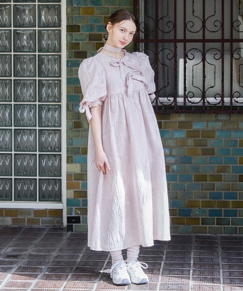 etre loin(エトルワン)の「リボンジャガードボリュームワンピース / Ribbon jacquard volume dress(ドレス・レディース・ホワイト/ピンク/ブラック・M)」の20枚目の写真