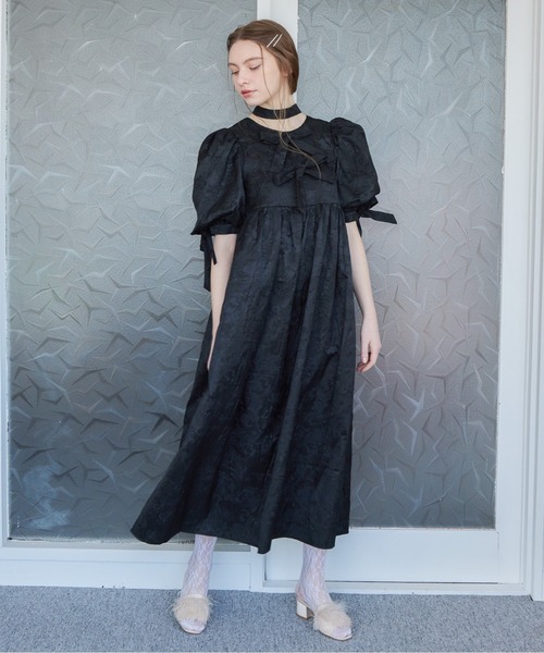 etre loin(エトルワン)の「リボンジャガードボリュームワンピース / Ribbon jacquard volume dress(ドレス・レディース・ホワイト/ピンク/ブラック・M)」の14枚目の写真