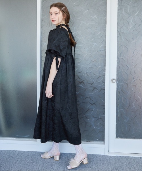 etre loin(エトルワン)の「リボンジャガードボリュームワンピース / Ribbon jacquard volume dress(ドレス・レディース・ホワイト/ピンク/ブラック・M)」の13枚目の写真