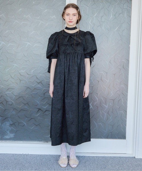 etre loin(エトルワン)の「リボンジャガードボリュームワンピース / Ribbon jacquard volume dress(ドレス・レディース・ホワイト/ピンク/ブラック・M)」の11枚目の写真