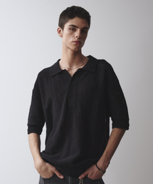 MAISON MINED（メゾンミネド）の「SAINT BLACK KNIT HALF SHIRTS（ニット/セーター）」
