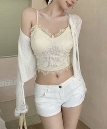 リボンネックフリルシアーカーディガン