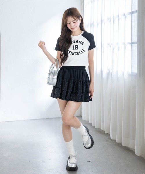 clear（クリア）の「ラグラン配色チビT［骨格ウェーブ/ショート丈/カジュアル］（Tシャツ/カットソー・レディース・ブラック/カーキ/グレー・F）」の20枚目の写真