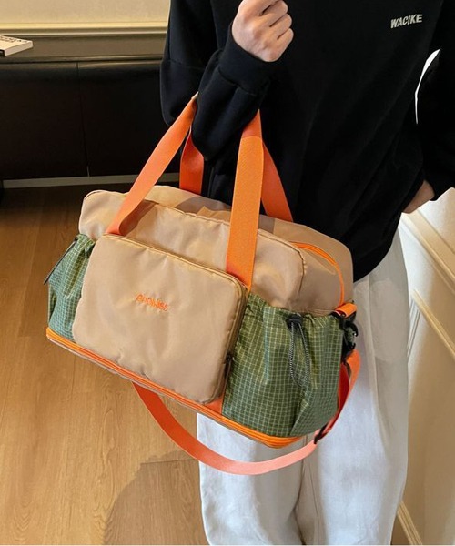 LA VORAGINE（ラ ヴォラジネ）の「配色2WAY トラベル旅行ボストンバッグジムバッグ（ボストンバッグ・レディース・グレー/グリーン/ブラック/パープル/ベージュ・FREE）」の15枚目の写真
