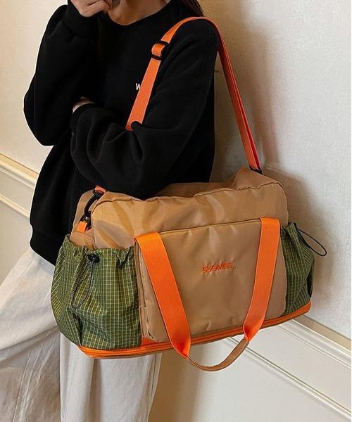 LA VORAGINE（ラ ヴォラジネ）の「配色2WAY トラベル旅行ボストンバッグジムバッグ（ボストンバッグ・レディース・グレー/グリーン/ブラック/パープル/ベージュ・FREE）」の13枚目の写真