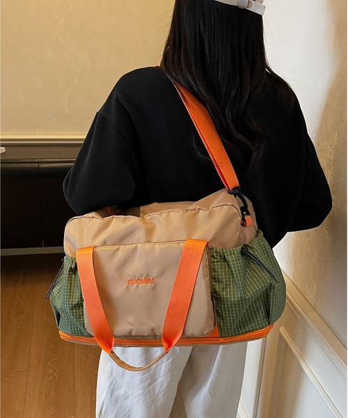 LA VORAGINE（ラ ヴォラジネ）の「配色2WAY トラベル旅行ボストンバッグジムバッグ（ボストンバッグ・レディース・グレー/グリーン/ブラック/パープル/ベージュ・FREE）」の12枚目の写真