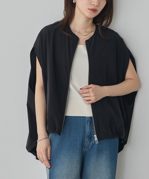 hunch(ハンチ)の「【接触冷感】Wジップ ノースリーブブルゾン(ブルゾン・レディース・アイボリー/ブラック/チョコ/カーキ・FREE)」の3枚目の写真