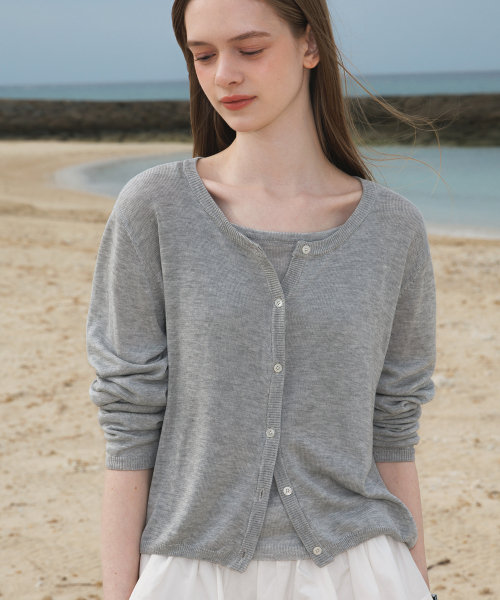 DEHEVE（デヘヴェ）の「Summer Knit Cardigan Set [Gray]（カーディガン/ボレロ・レディース・ライトグレー・OS）」の5枚目の写真