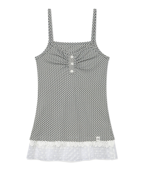 UGLY SHADOW（アグリーシャドウ）の「CHECKERED LACE SLEEVELESS(CHARCOAL)（Tシャツ/カットソー・レディース・その他・FREE）」の4枚目の写真