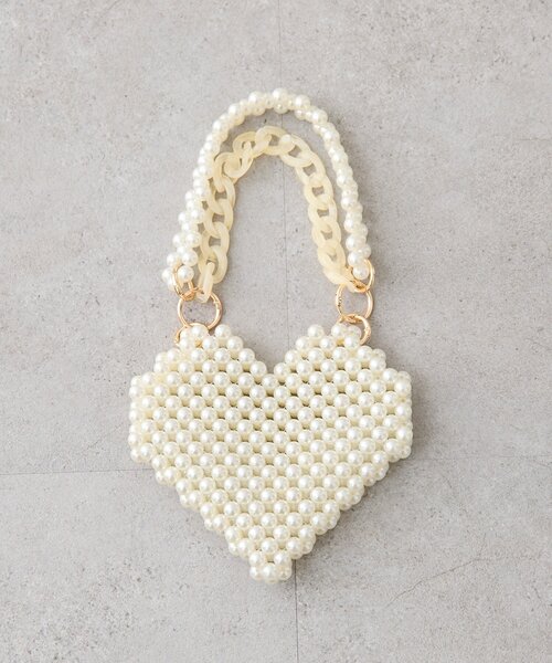 mystic(ミスティック)の「ビーズハンドルハートBAG(トートバッグ・レディース・シルバー/アイボリー・ONE SIZE)」の2枚目の写真