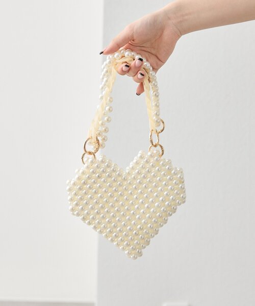 mystic(ミスティック)の「ビーズハンドルハートBAG(トートバッグ・レディース・シルバー/アイボリー・ONE SIZE)」の8枚目の写真