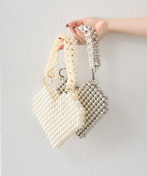 mystic(ミスティック)の「ビーズハンドルハートBAG(トートバッグ・レディース・シルバー/アイボリー・ONE SIZE)」の12枚目の写真