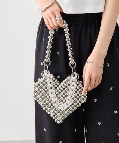 mystic(ミスティック)の「ビーズハンドルハートBAG(トートバッグ・レディース・シルバー/アイボリー・ONE SIZE)」の14枚目の写真