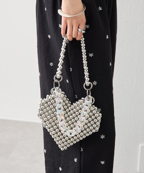 mystic(ミスティック)の「ビーズハンドルハートBAG(トートバッグ・レディース・シルバー/アイボリー・ONE SIZE)」の15枚目の写真