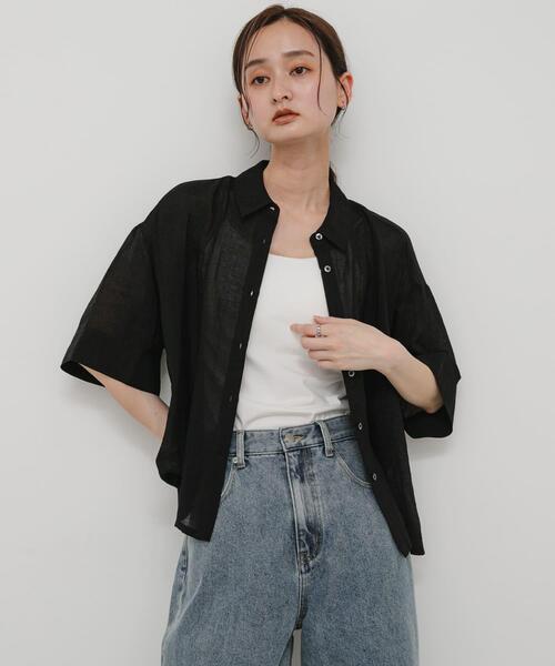 SENSE OF PLACE by URBAN RESEARCH（センスオブプレイスバイアーバンリサーチ）の「ハーフスリーブルーズシアーシャツ（シャツ/ブラウス・レディース・アイボリー/ライトブルー/ブラック/ブラウン・ONE）」の17枚目の写真