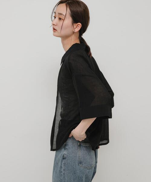 SENSE OF PLACE by URBAN RESEARCH（センスオブプレイスバイアーバンリサーチ）の「ハーフスリーブルーズシアーシャツ（シャツ/ブラウス・レディース・アイボリー/ライトブルー/ブラック/ブラウン・ONE）」の18枚目の写真