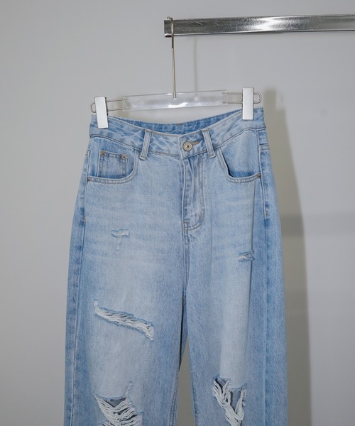chuclla（チュクラ）の「ヴィンテージダメージワイドデニム chw26s293（デニムパンツ・レディース・ライトブルー・L/M/S）」の15枚目の写真