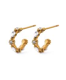 【ステンレス】ビジューフープピアス