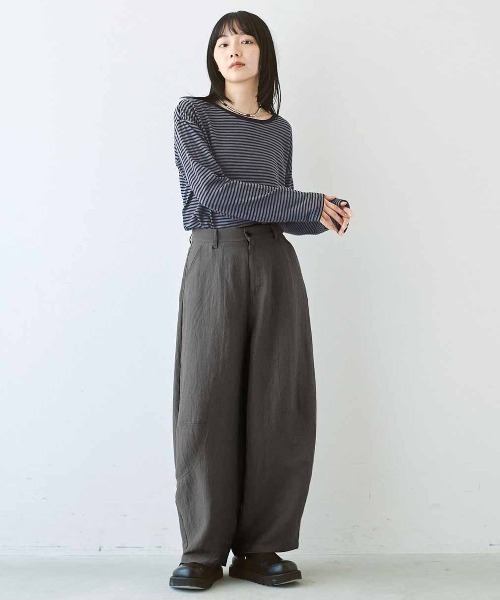 MEDE19F（メデジュウキュウ）の「ＭＥＤＥ１９Ｆ　シアーボーダーカットソートップス（Tシャツ/カットソー・レディース・ホワイト×ブラック/チャコールグレー×ブラック/ブラック×ブラック・M/LL/L）」の8枚目の写真
