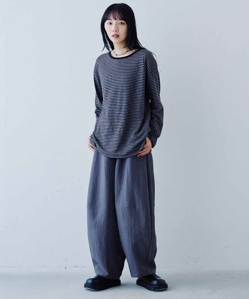 MEDE19F（メデジュウキュウ）の「ＭＥＤＥ１９Ｆ　シアーボーダーカットソートップス（Tシャツ/カットソー・レディース・ホワイト×ブラック/チャコールグレー×ブラック/ブラック×ブラック・M/LL/L）」の9枚目の写真