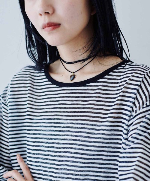 MEDE19F（メデジュウキュウ）の「ＭＥＤＥ１９Ｆ　シアーボーダーカットソートップス（Tシャツ/カットソー・レディース・ホワイト×ブラック/チャコールグレー×ブラック/ブラック×ブラック・M/LL/L）」の15枚目の写真