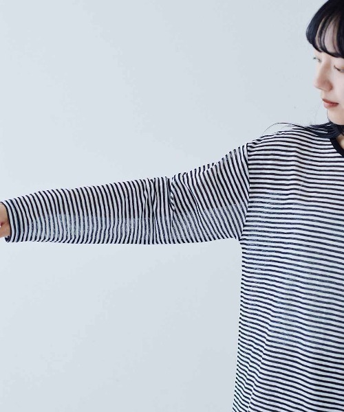 MEDE19F（メデジュウキュウ）の「ＭＥＤＥ１９Ｆ　シアーボーダーカットソートップス（Tシャツ/カットソー・レディース・ホワイト×ブラック/チャコールグレー×ブラック/ブラック×ブラック・M/LL/L）」の16枚目の写真