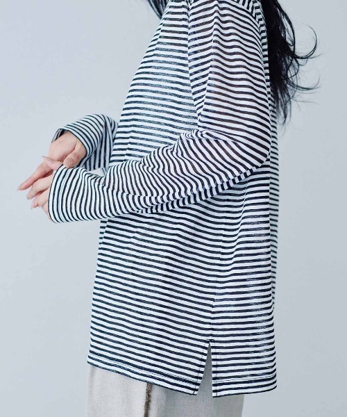 MEDE19F（メデジュウキュウ）の「ＭＥＤＥ１９Ｆ　シアーボーダーカットソートップス（Tシャツ/カットソー・レディース・ホワイト×ブラック/チャコールグレー×ブラック/ブラック×ブラック・M/LL/L）」の21枚目の写真