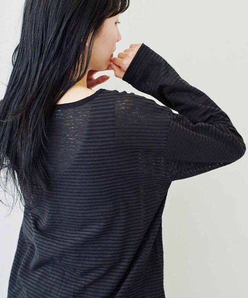 MEDE19F（メデジュウキュウ）の「ＭＥＤＥ１９Ｆ　シアーボーダーカットソートップス（Tシャツ/カットソー・レディース・ホワイト×ブラック/チャコールグレー×ブラック/ブラック×ブラック・M/LL/L）」の18枚目の写真