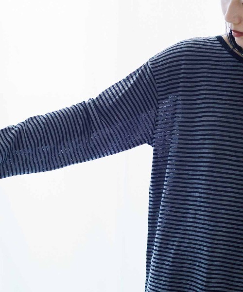 MEDE19F（メデジュウキュウ）の「ＭＥＤＥ１９Ｆ　シアーボーダーカットソートップス（Tシャツ/カットソー・レディース・ホワイト×ブラック/チャコールグレー×ブラック/ブラック×ブラック・M/LL/L）」の19枚目の写真