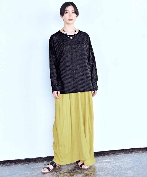 MEDE19F（メデジュウキュウ）の「ＭＥＤＥ１９Ｆ　シアーボーダーカットソートップス（Tシャツ/カットソー・レディース・ホワイト×ブラック/チャコールグレー×ブラック/ブラック×ブラック・M/LL/L）」の4枚目の写真