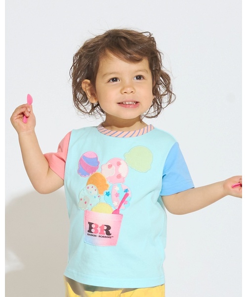 baby cheer(ベイビーチアー)の「【サーティワン アイスクリーム】バイカラーTシャツ(Tシャツ/カットソー・キッズ・ブルー/オフホワイト・120cm/110cm/100cm/90cm/80cm)」の2枚目の写真