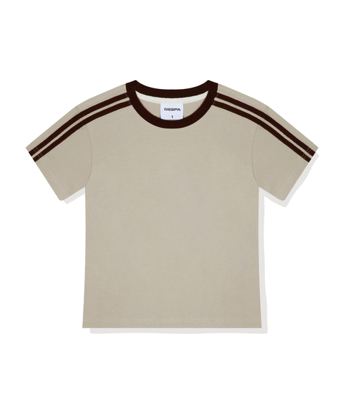 NESPA STUDIO（ネスパスタジオ）の「セレンセミクロップトラック半袖Tシャツ6カラー[NSSE_6001]（Tシャツ/カットソー・レディース・アイボリー系1/アイボリー系2/ピンク/スカイブルー/ベージュ/ネイビー・1）」の2枚目の写真